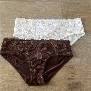 NWT Victoria's Secret Lace Underwear Brown and Ivory size medium